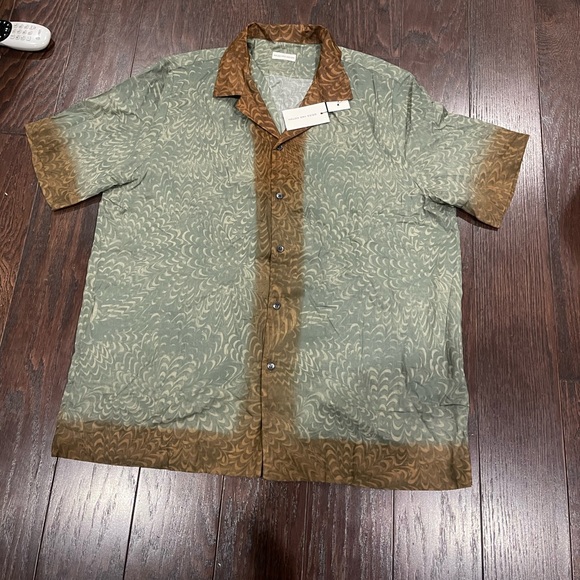 DRIES VAN NOTEN Carlton Boxy Brown Mint Cotton Shirt Men Size 54 NEW - Picture 2 of 10
